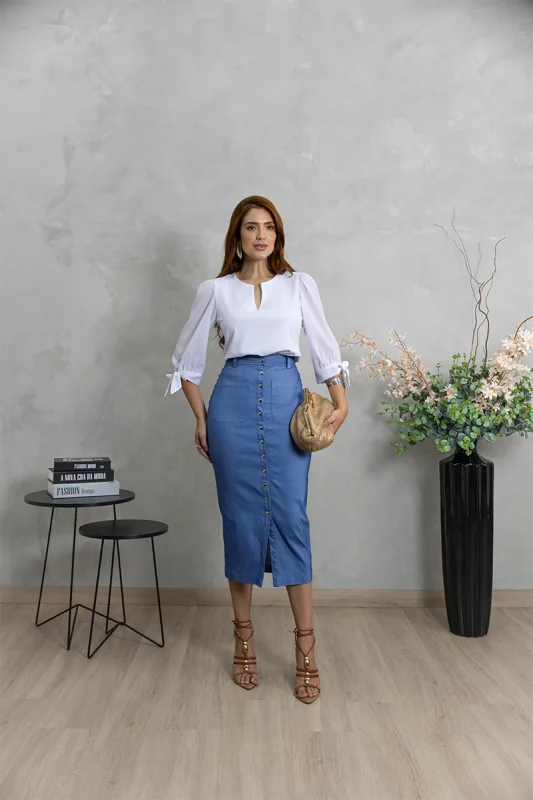 Moda evangélica de saia jeans