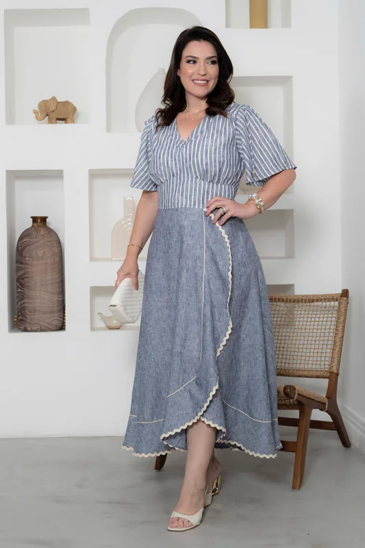 Vestido jeans longo moda evangélica