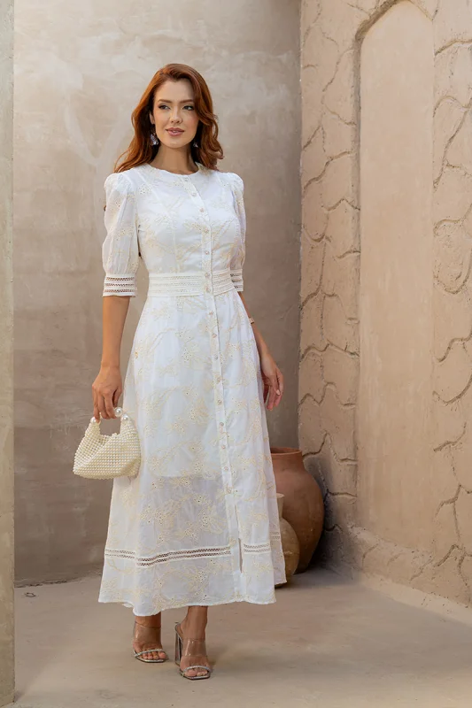 Vestido midi evangélico branco